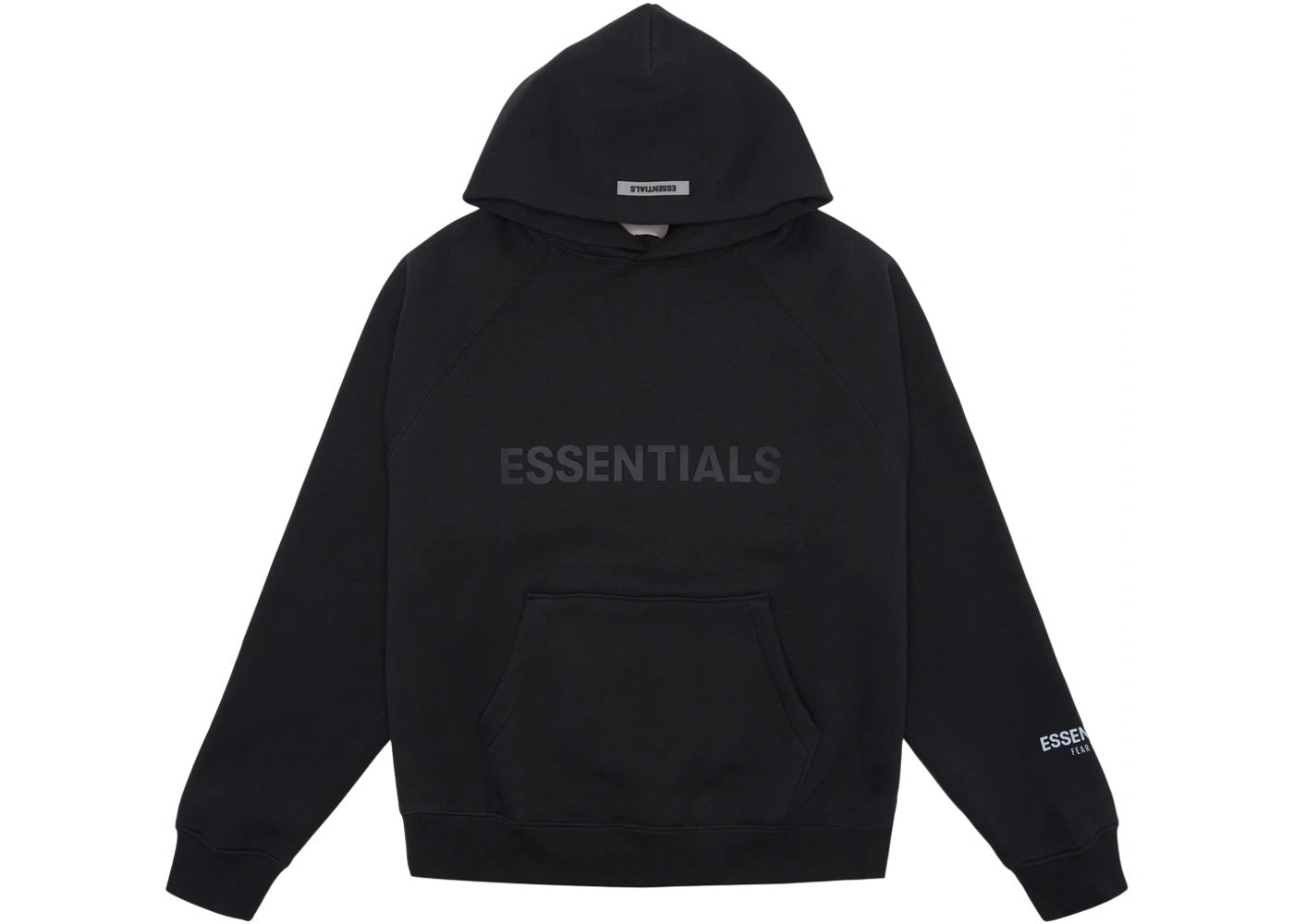 FEAR OF GOD ESSENTIALS APPLIQUE LOGO HOODIE BLACK