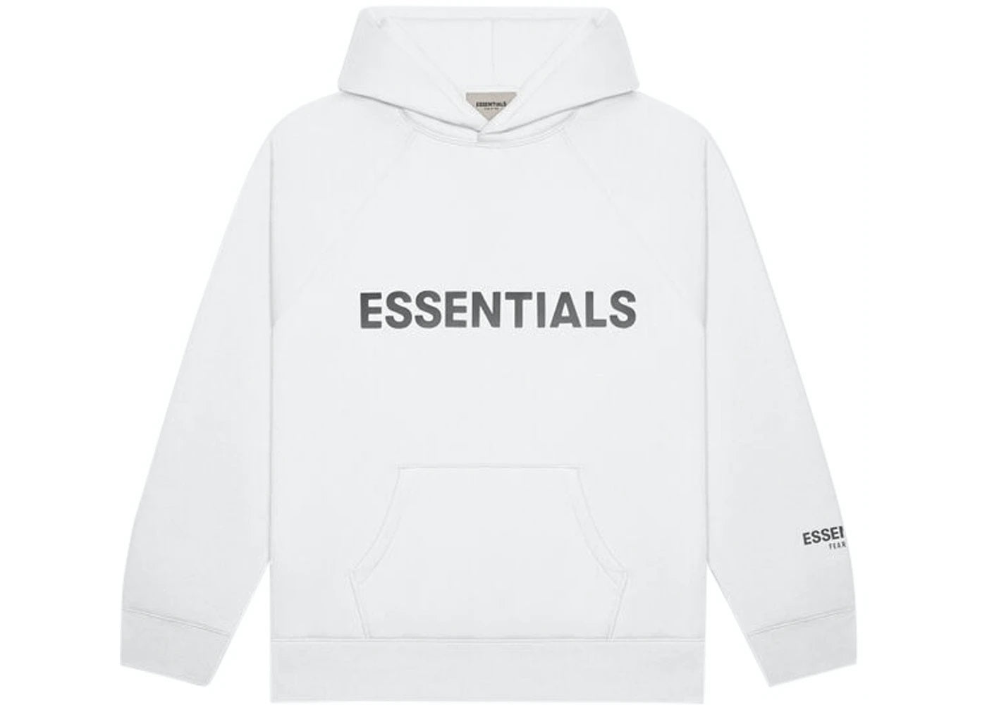 FEAR OF GOD ESSENTIALS APPLIQUE LOGO HOODIE WHITE