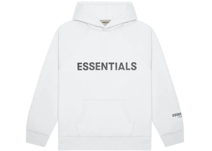 FEAR OF GOD ESSENTIALS APPLIQUE LOGO HOODIE WHITE