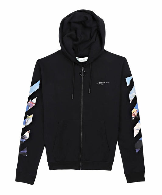 OFF WHITE DIAG PRINT ZIP UP HOODIE