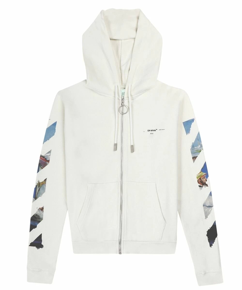 OFF WHITE DIAG PRINT ZIP UP HOODIE