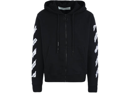 OFF WHITE AIRPORT TAPE ZIP UP HOODIE