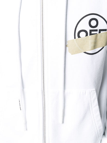 OFF WHITE TAPE ARROWS ZIP UP HOODIE