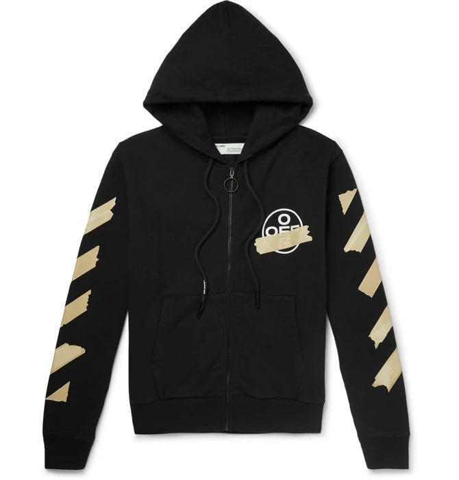 OFF WHITE TAPE ARROWS ZIP UP HOODIE