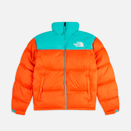 THE NORTH FACE 1996 RETRO NUPTSE 700 FILL PACKABLE JACKET RED ORANGE-TRANSANTARCTIC BLUE